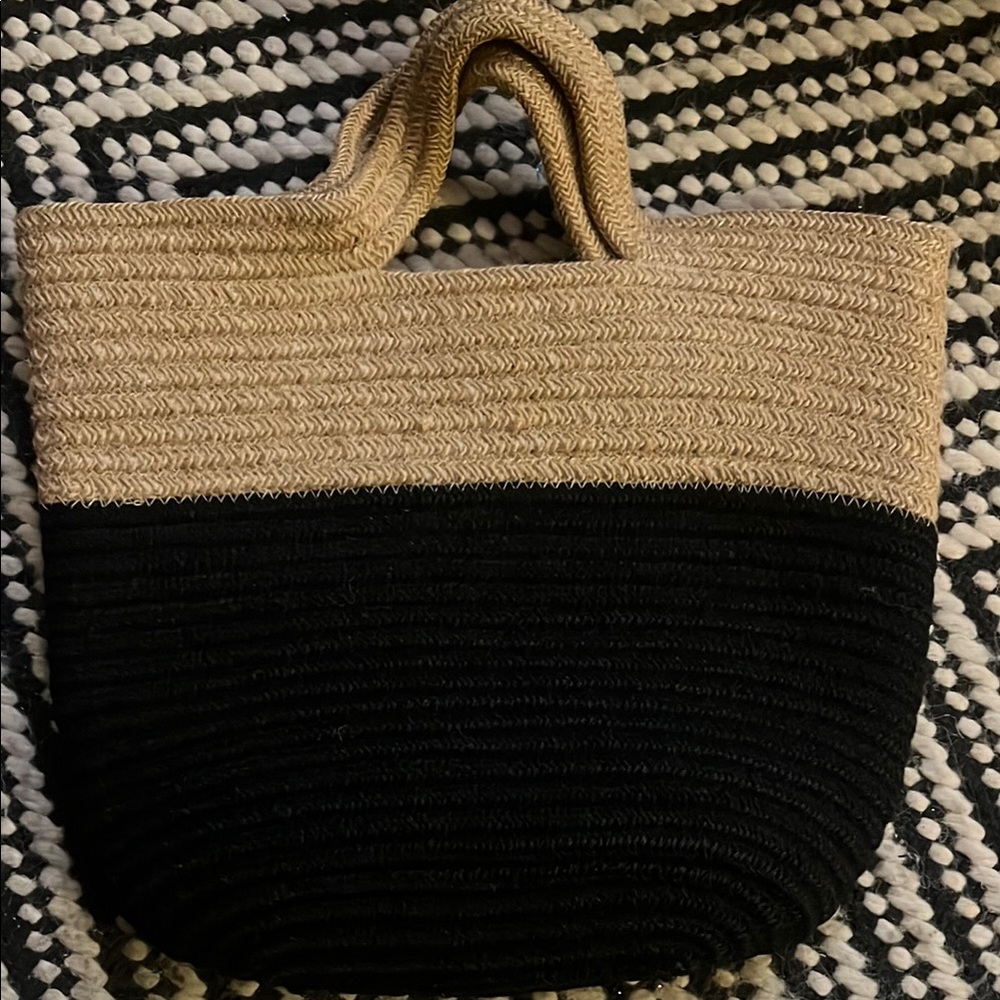 Urban Outfitters Black and Tan Textured Tote Bag